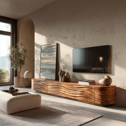 Contemporary Low Wood TV Stand For Media Room