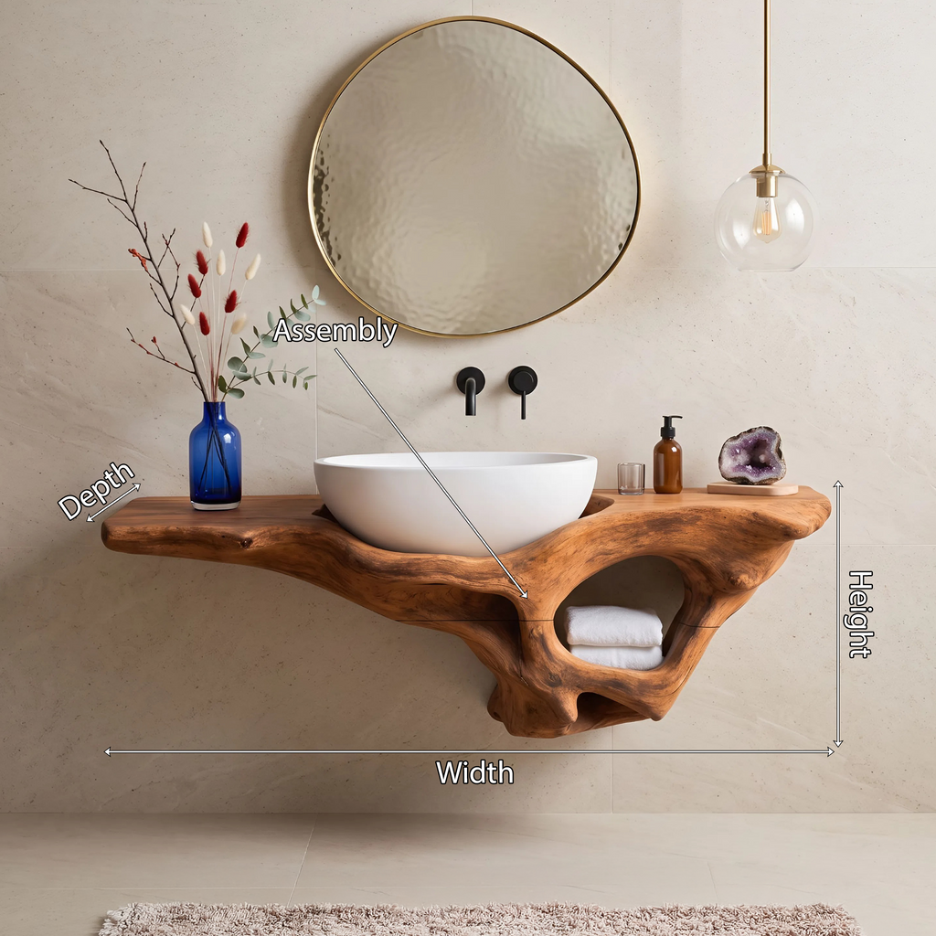 Mid Century Live Edge Vanity Bathroom Decor Accents