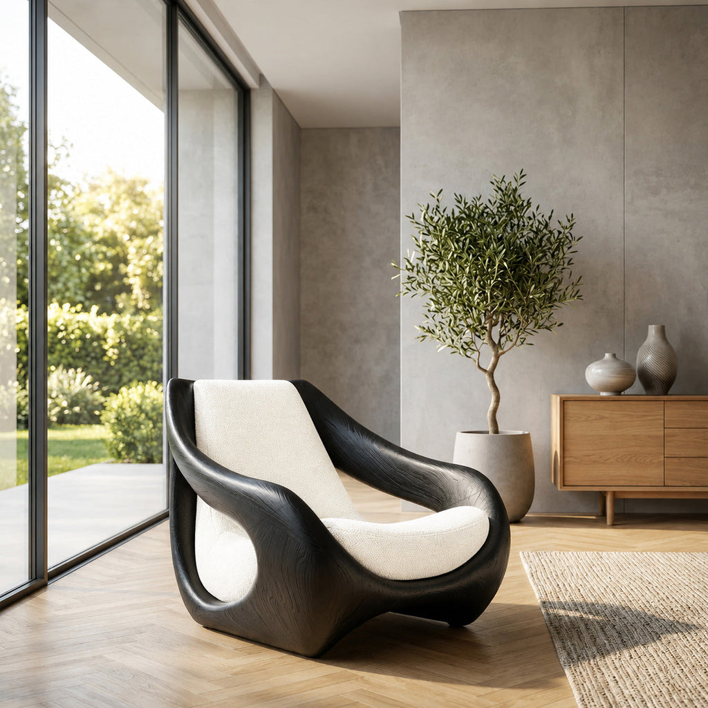 Sculptural Natural Wood Accent Chair