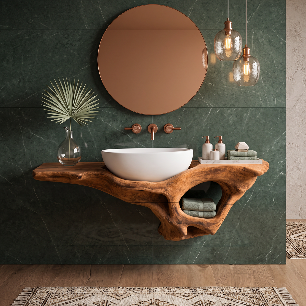 Mid Century Live Edge Vanity Bathroom Decor Accents