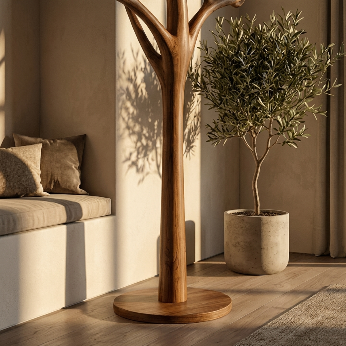 Rustic Tree Coat Stand Entryway Living Room Mudroom