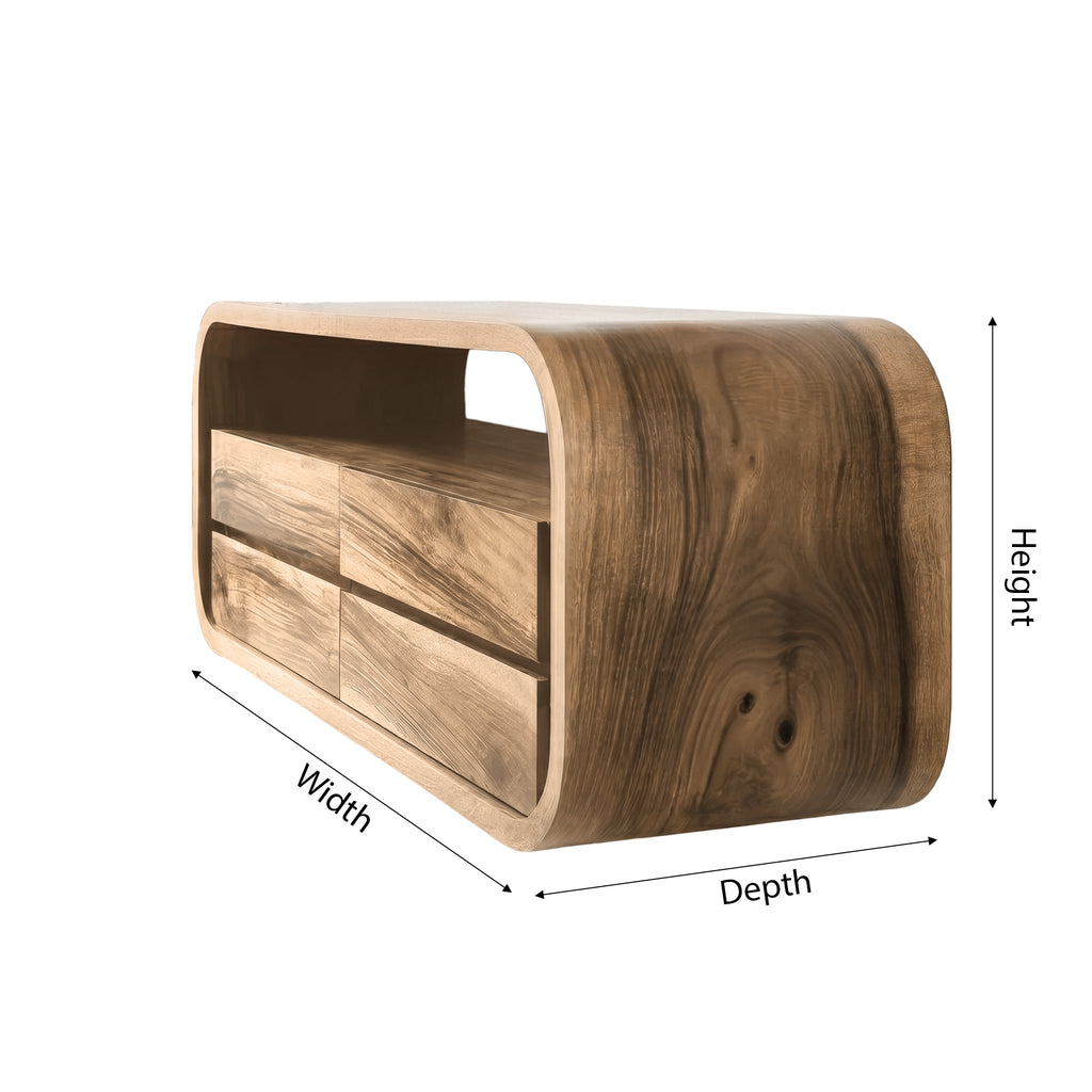 Elyron Sculpted Solid Wood Floating Bathroom Vanity With Drawers