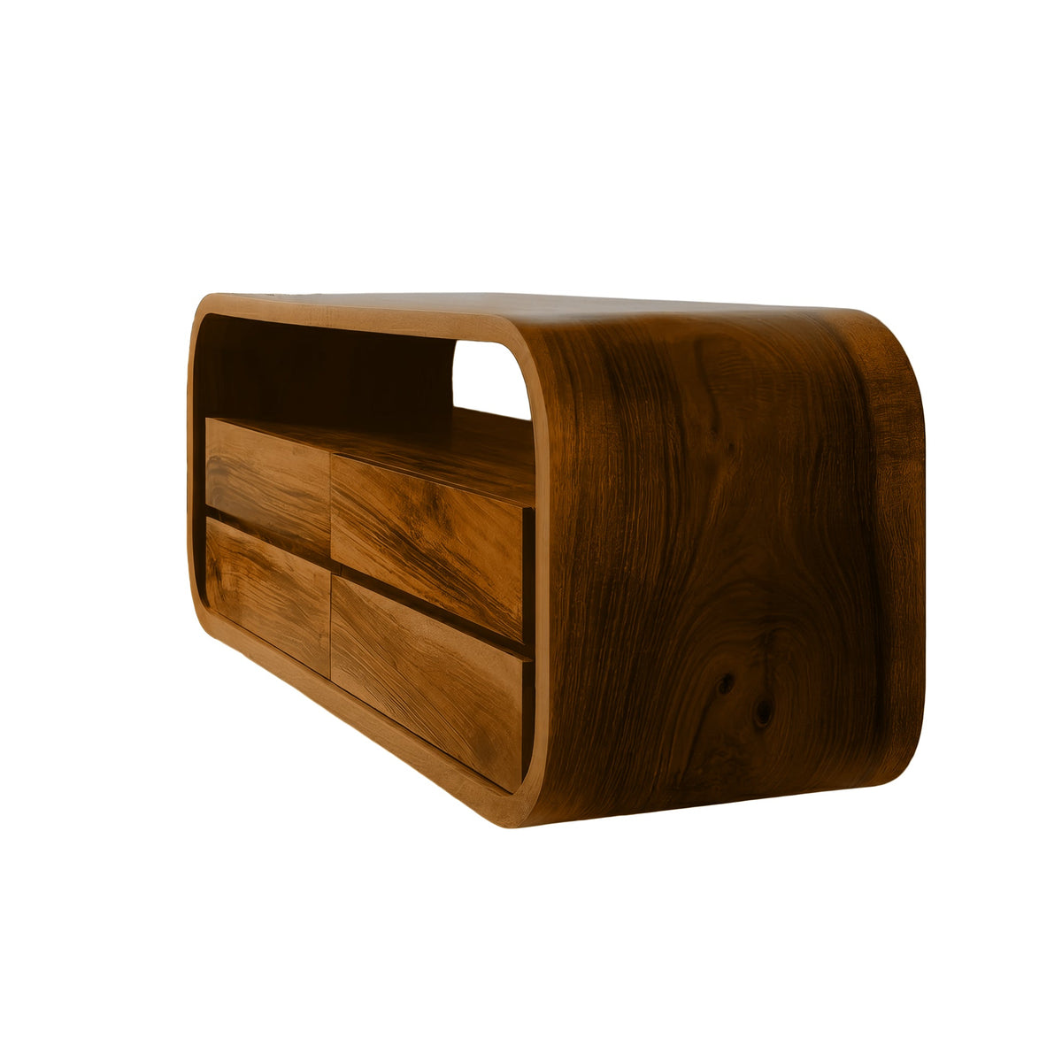 Elyron Sculpted Solid Wood Floating Bathroom Vanity With Drawers