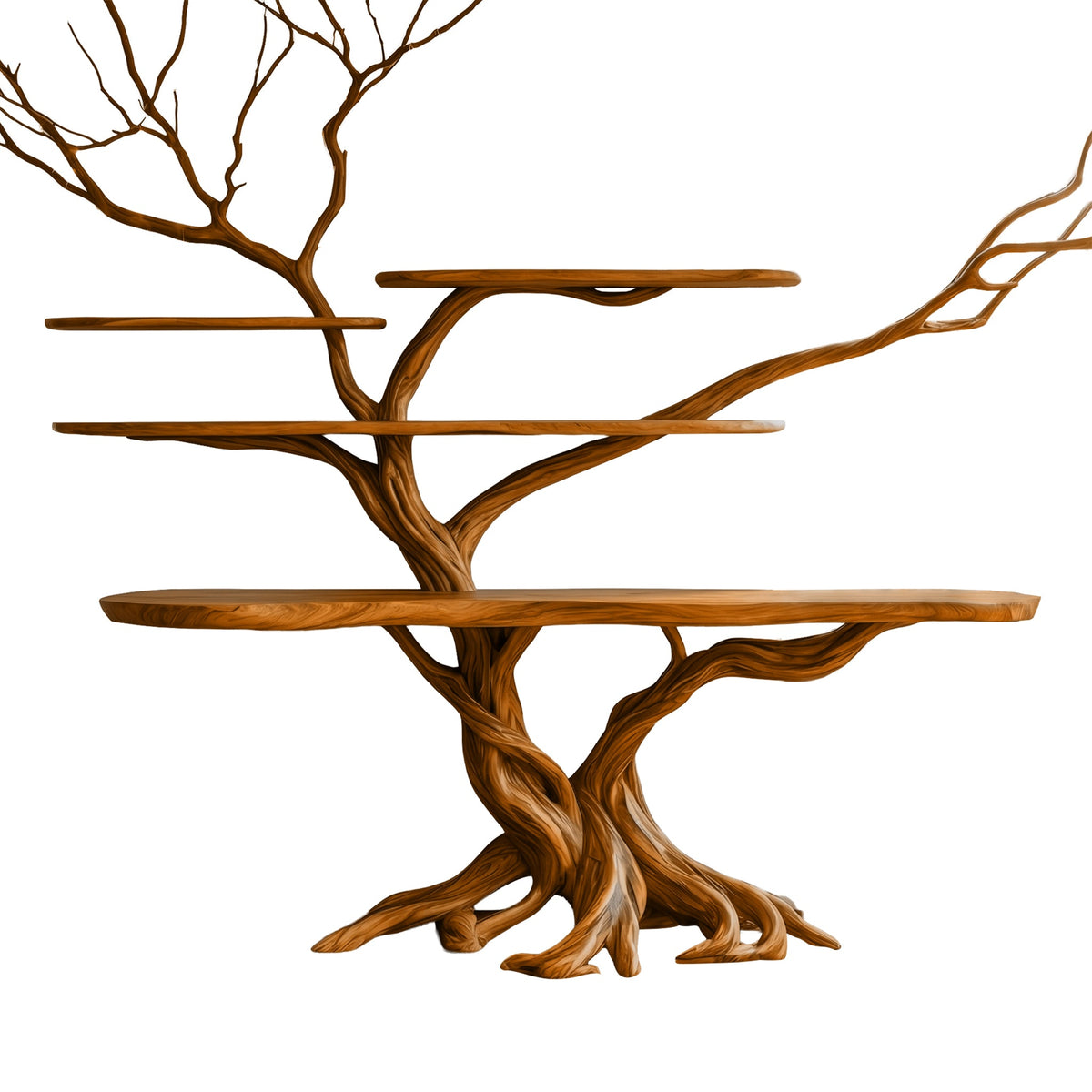 Florien Sculpted Solid Wood Console Table With Shelves
