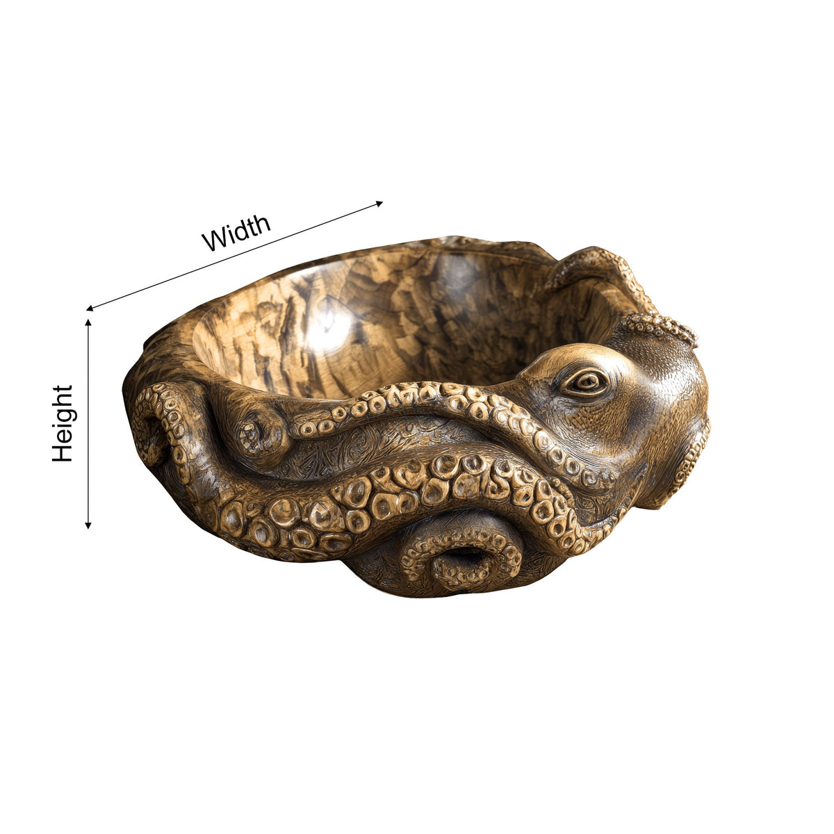 Nautivar Octopus Form Handcarved Solid Wood Sculpted Vessel Sink