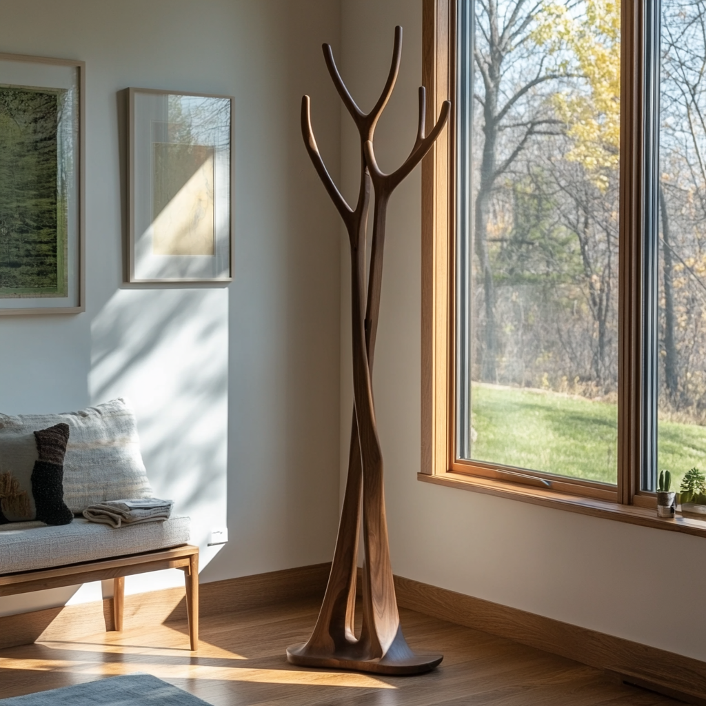 Norwyn Sculpted Solid Wood Tree Coat Rack