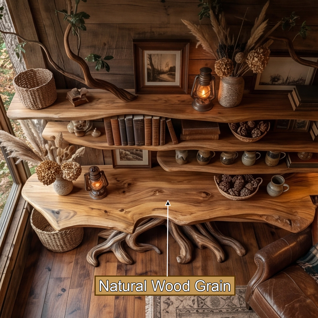 Vaelorin Sculpted Solid Wood Console Table With Shelves
