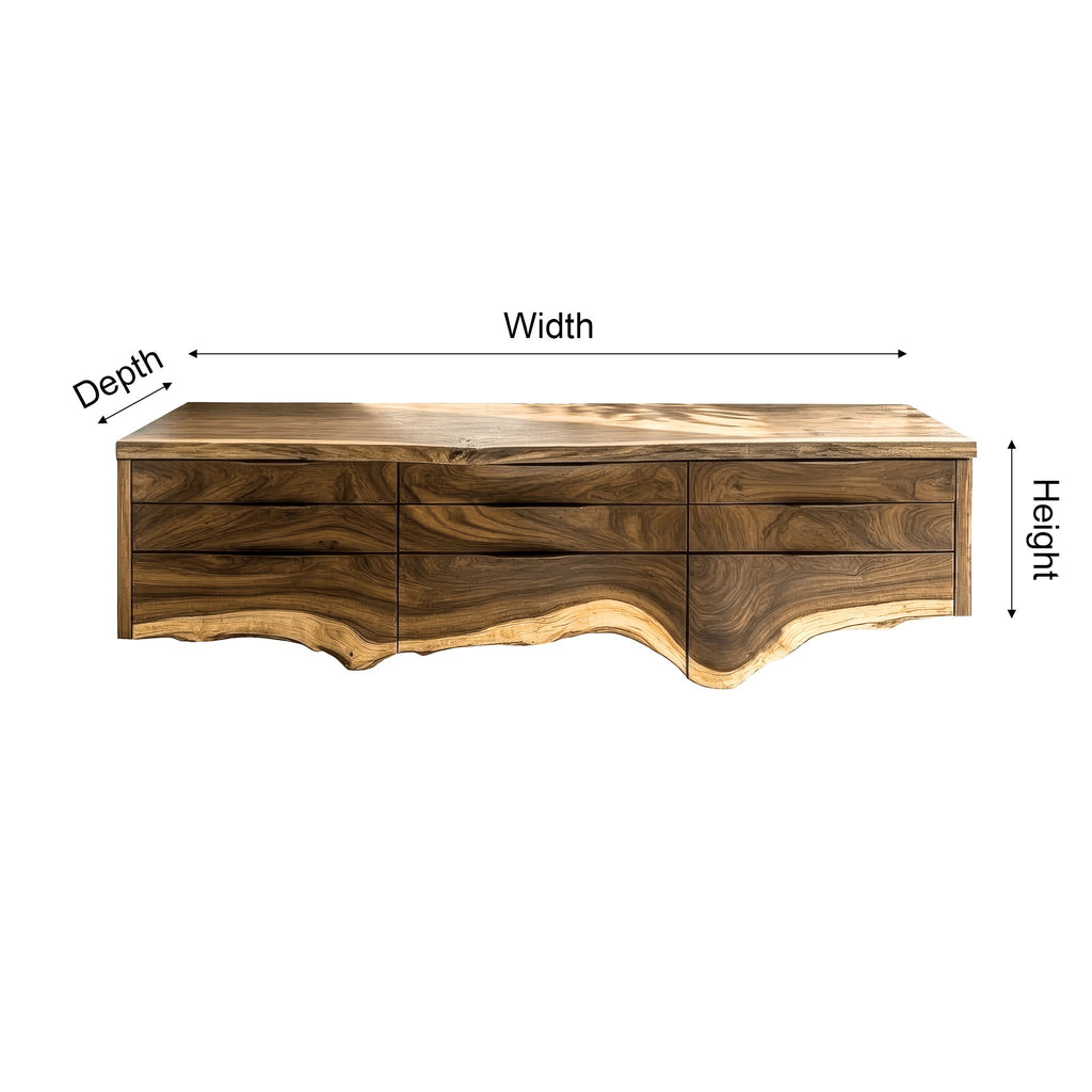 Virella Live Edge Solid Wood Floating Bathroom Vanity With Drawers
