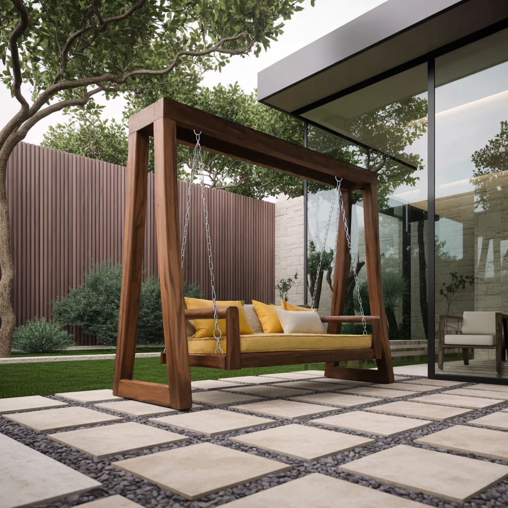 Contemporary Outdoor Swing Bench For Garden Patio Relaxation